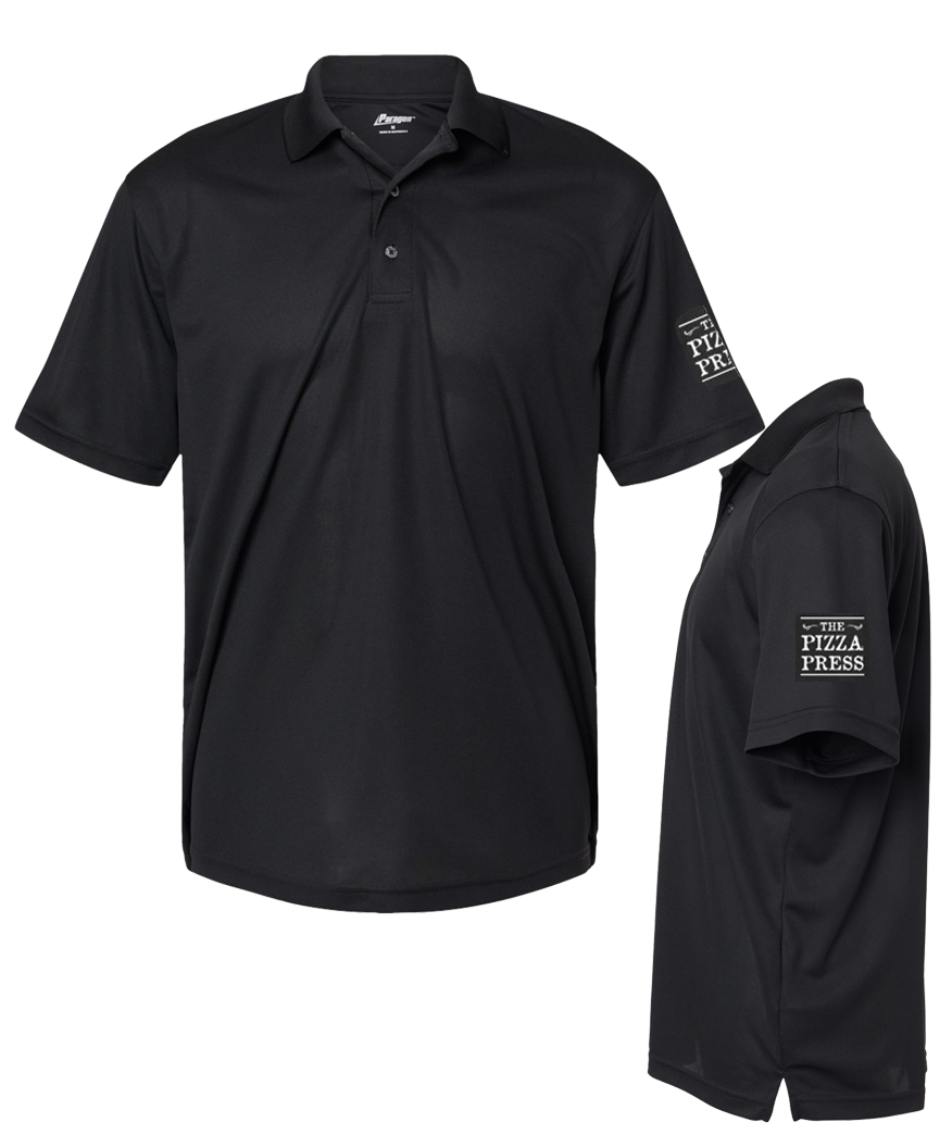 The Pizza Press Logo Paragon Black Polo