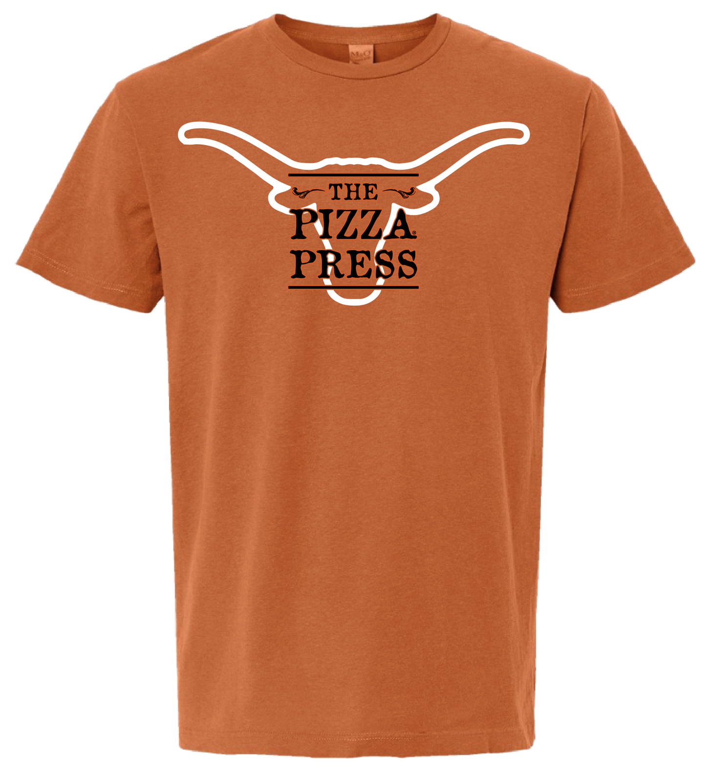 Pizza Press - Texas Tee (Orange Tee/White Longhorn)